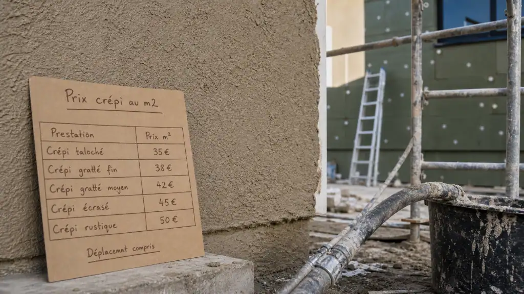 crepi prix m2 : enduit crépi projeté sur façade