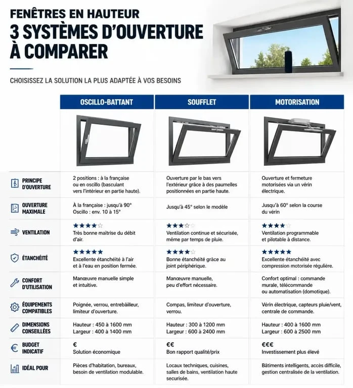 Comparatif des systèmes d'ouverture de fenêtre en hauteur pour la sécurité et l'aération