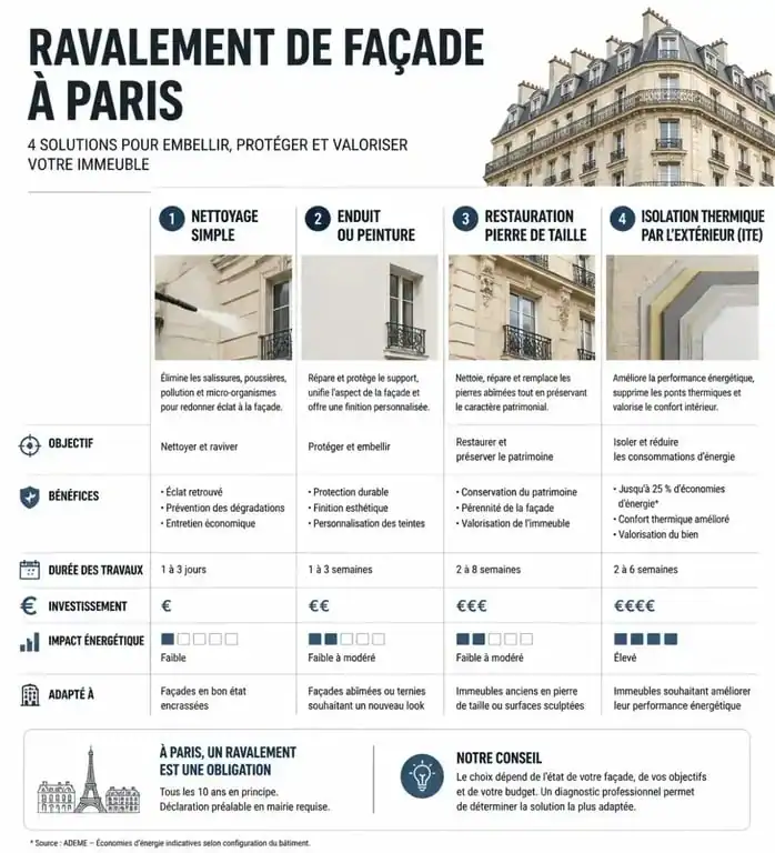 Comparatif des coûts et types de ravalement de façade à Paris
