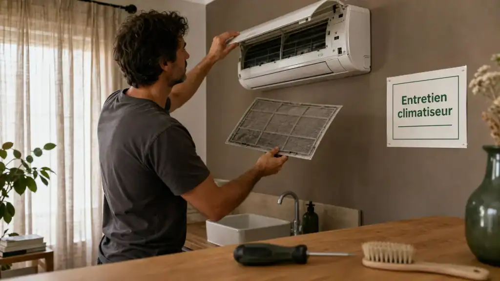 Entretien climatiseur : filtres nettoyés toutes les 2 à 3 semaines