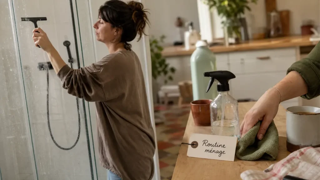Entretien de la maison : routine ménage pour enlever le calcaire sur douche vitrée