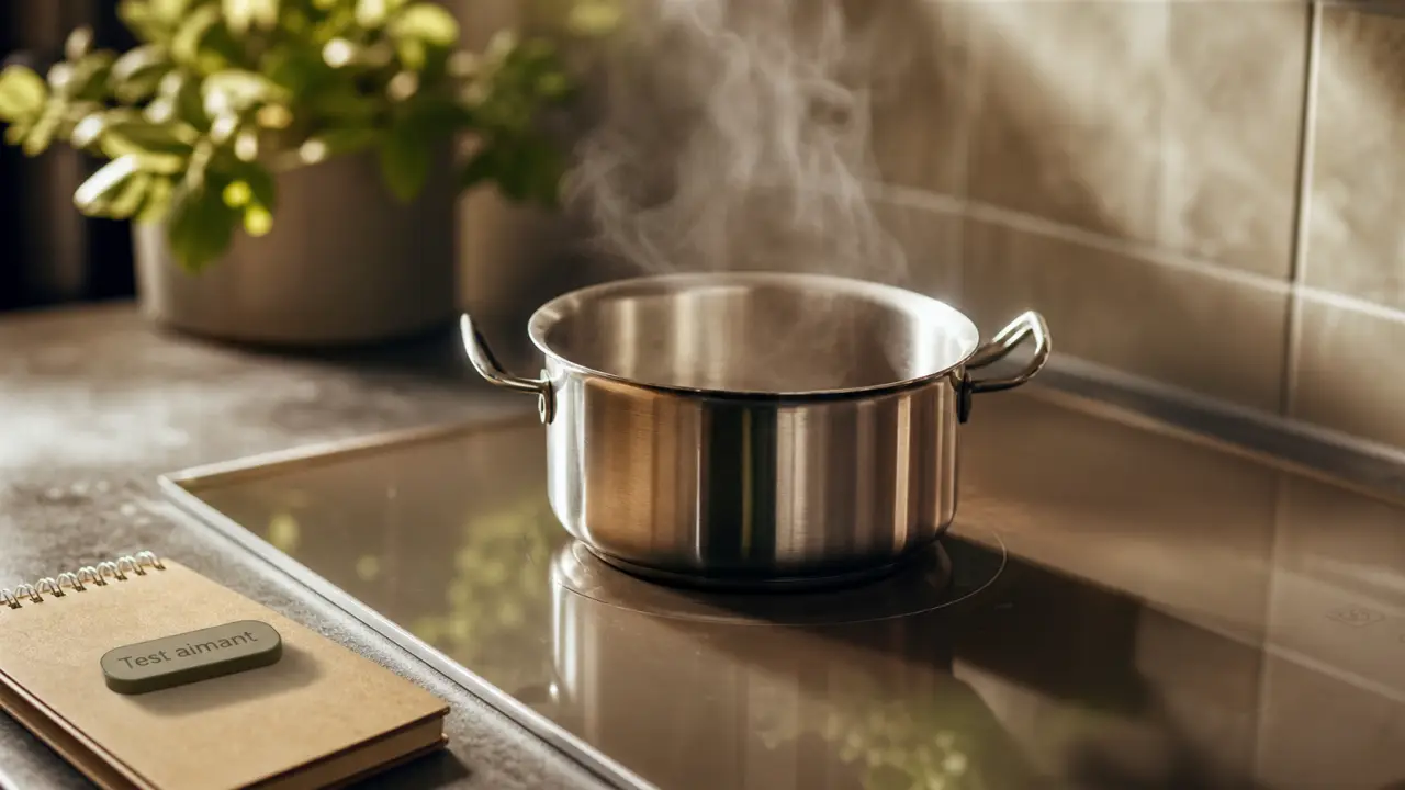 Fonctionnement plaque induction : la casserole chauffe, la vitre chauffe peu