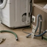Lave linge branchement eau, évacuation et prise de terre sans fuite