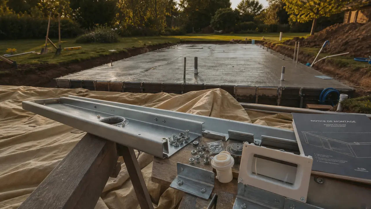Meilleur kit piscine enterrée : panneaux acier, radier béton et chantier