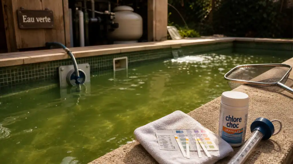 Nettoyer piscine verte : eau trouble et verte, puis eau limpide sans vider le bassin