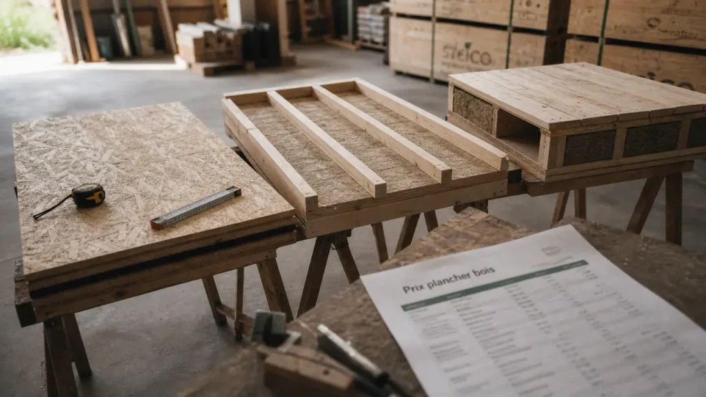 Prix plancher bois au m2 : OSB, solivage et parquet
