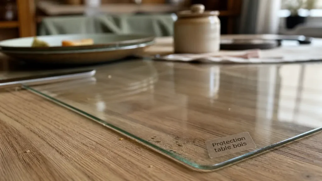 Protection table bois : verre trempé, plexiglas ou finition, que choisir selon l’usage ?