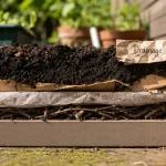 Que mettre au fond d'un carré potager : carton et géotextile sous compost et branches