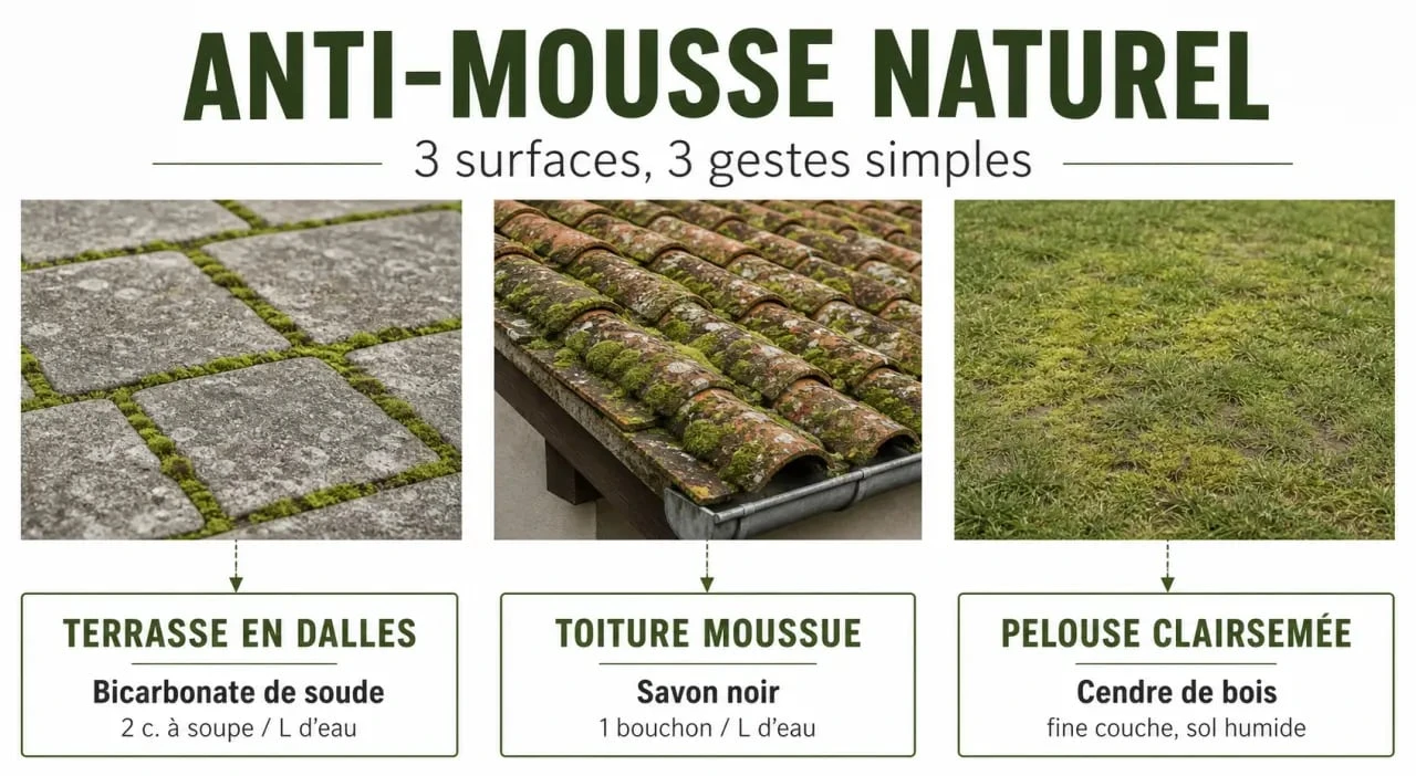Anti mousse naturel : illustration des dosages et surfaces traitées