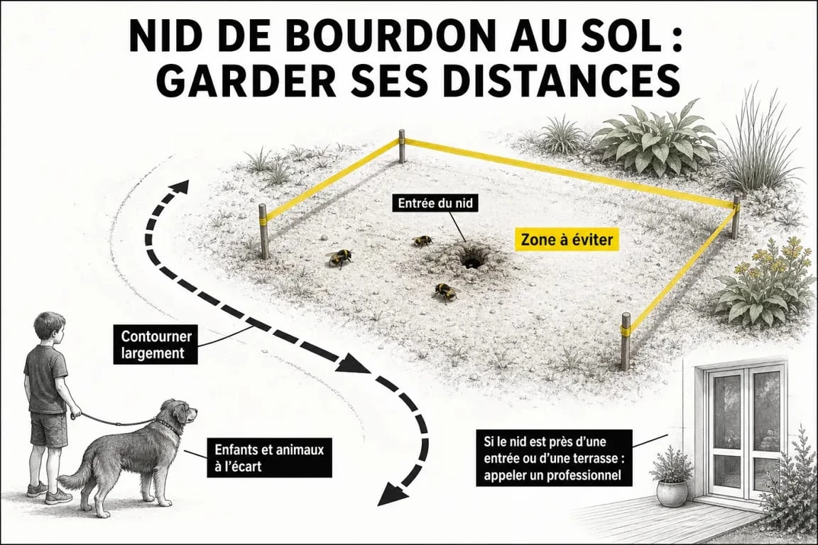 Nid de bourdon dans la terre que faire : zone de jardin à sécuriser autour du nid