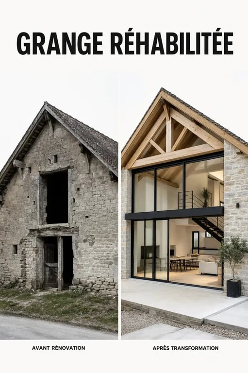 Renover une grange : avant et après d’une ancienne grange en pierre transformée en maison lumineuse