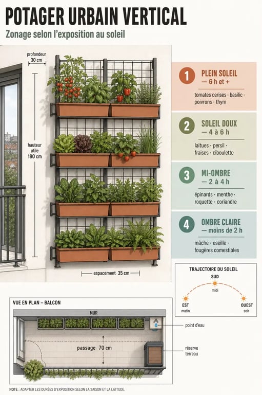 Schéma d'aménagement pour un potager urbain durable dans un jardin picard