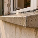 Appui de fenetre en béton avec joint d’étanchéité visible
