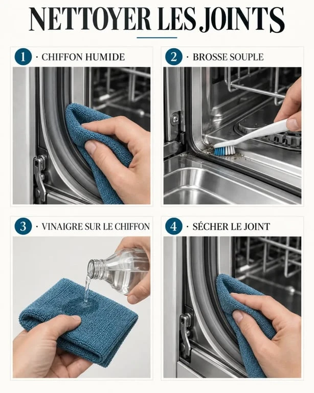 Nettoyer lave vaisselle : essuyer les joints et le bas de porte