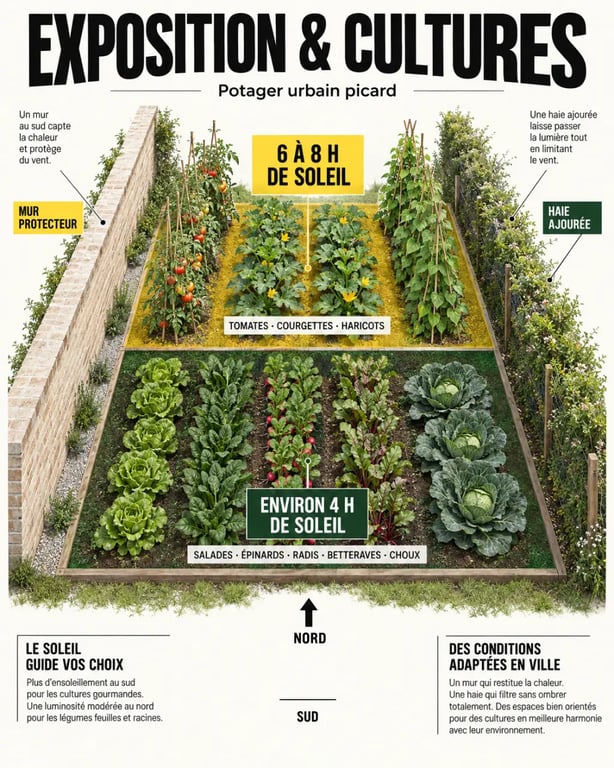 Exposition et choix des cultures pour aménager un potager urbain durable dans son jardin picard