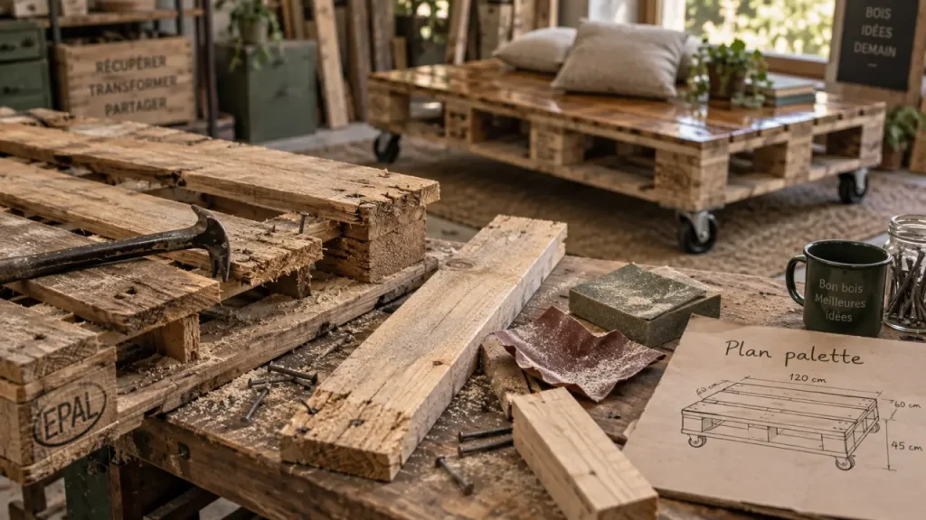 Palette en meuble : bois, structure et finition à soigner