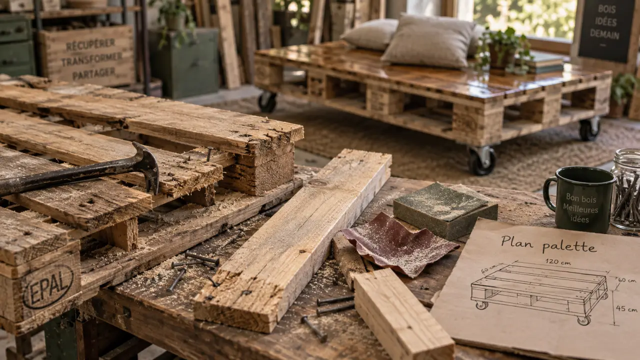 Palette en meuble : bois, structure et finition à soigner