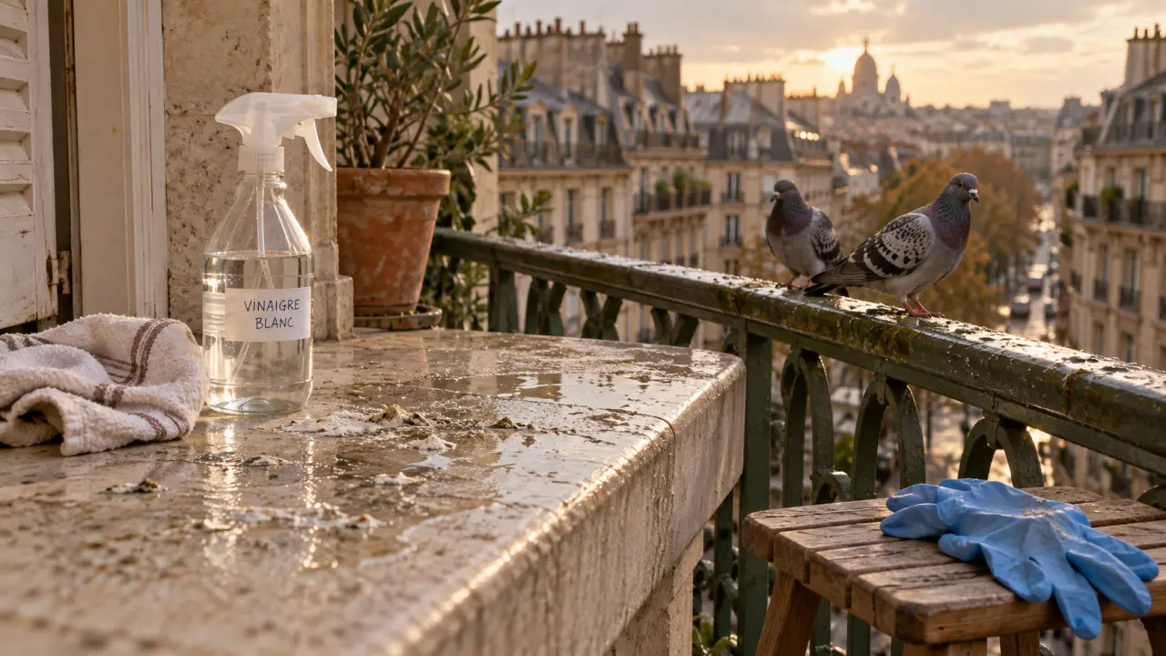 Recette de grand mere pour faire fuir les pigeons : vinaigre blanc sur balcon
