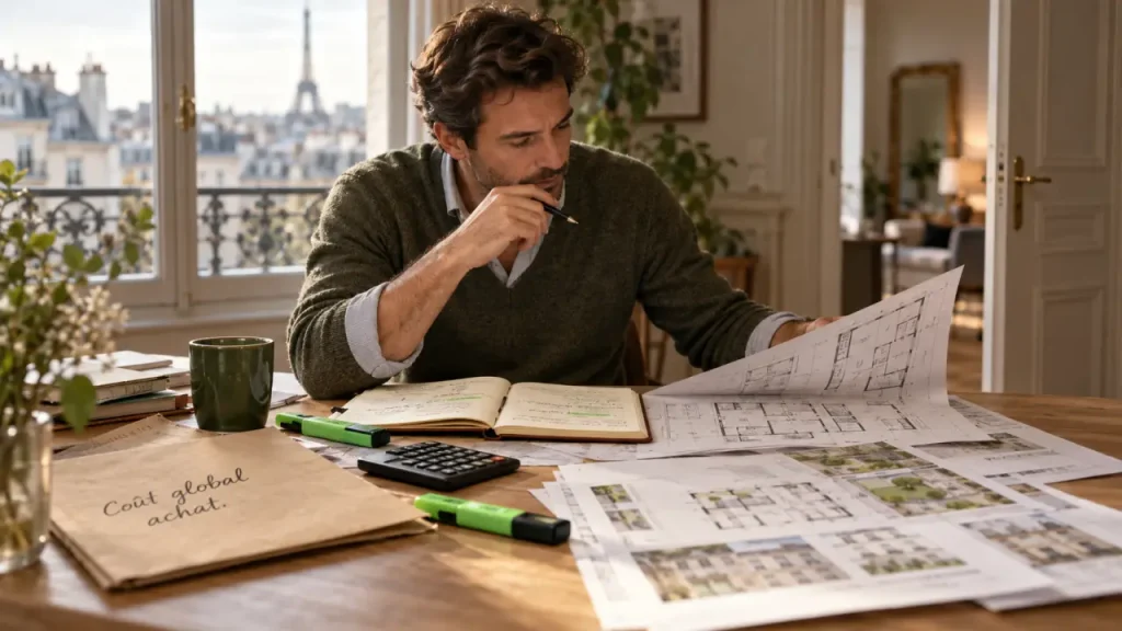 Chasseur immobilier Paris 7 : dossier off-market, plans et calculs