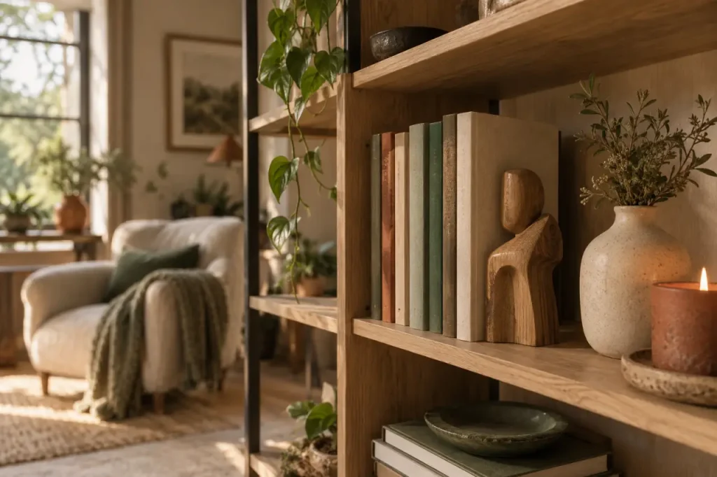 La décoration bibliothèque en bois personnalise l’étagère et le coin lecture