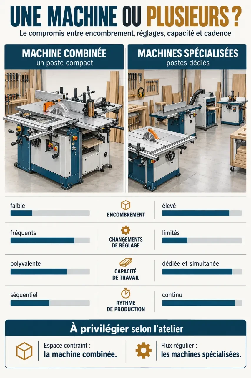 Comparaison des configurations de machine pour travailler le bois dans un atelier