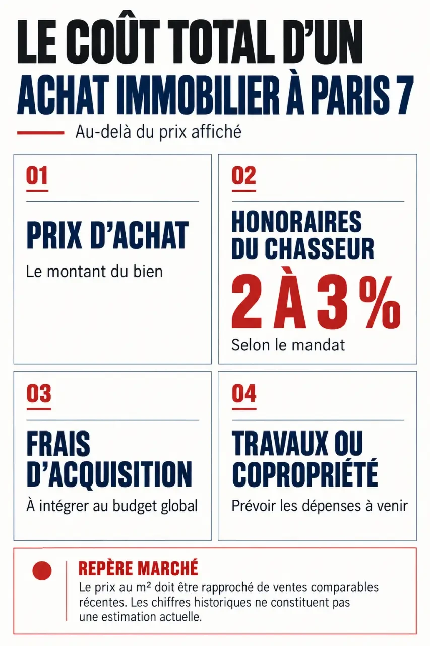 Chasseur immobilier Paris 7 : infographie du coût total d’un achat immobilier